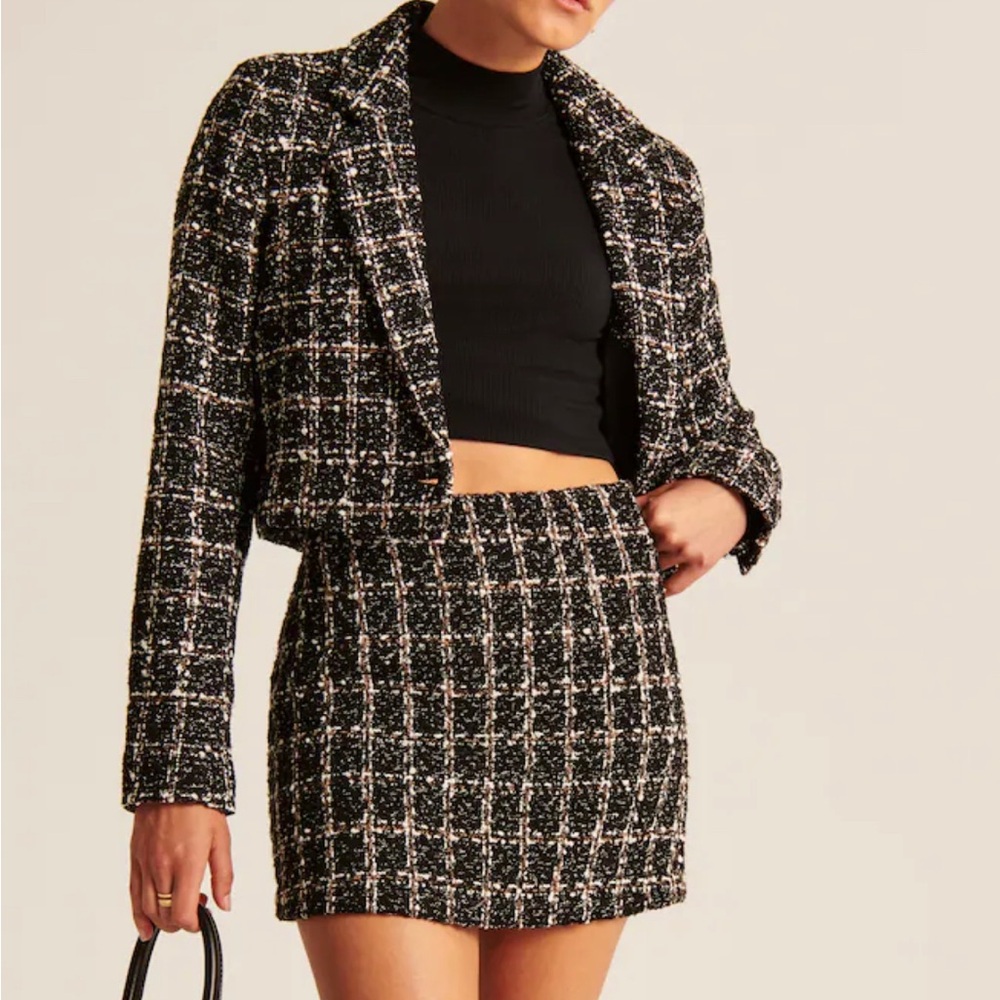 Abercrombie & Fitch Tweed Mini Skort Black Pattern - S